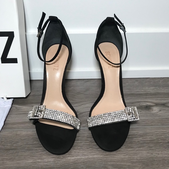 Black crystal open toe heels - SCHUTZ - Picture 3 of 5